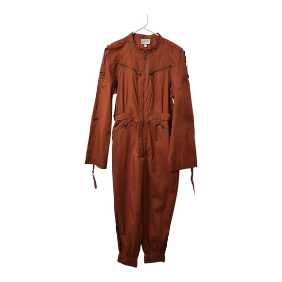 INSPR by Nicole Williams Rust Utility Jumpsuit Women's M Long Sleeve‎ Zip Front